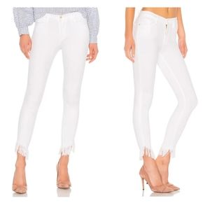 NWT! Frame Denim Le High Skinny Frayed Fringe Hem White Jeans sz 25